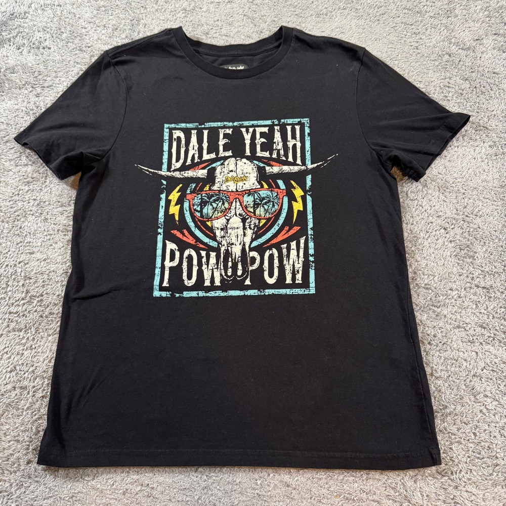 Dale Brisby Rock & Roll Denim Men T-Shirt S Black Dale Yeah Pow Pow Bull Skull
